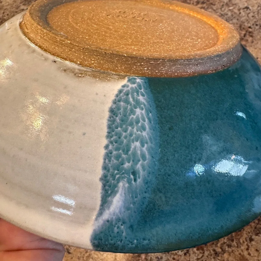 Modern Coastal Ocean Beach Art Decor Bowl Unique Handmade Pottery Abstract 10